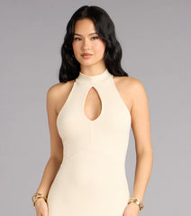 Majorly Chic Ribbed Knit Mock Neck Midi Dress