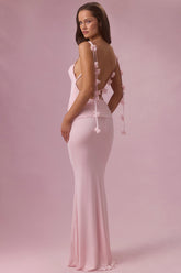 Premium Jersey Draped Gown in Baby Pink