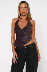 Big City Lights Halter Top Plum