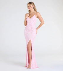 Tarna Lace-Up Bead Sequin Mermaid Formal Dress