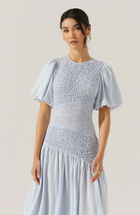 Theoni Smocked Asymmetric Dress