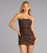 So Obsessed Sequin Beaded Leopard Mini Tube Dress
