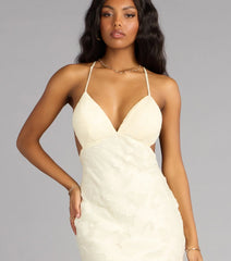Enya Floral Mesh Lace-Up Formal Dress