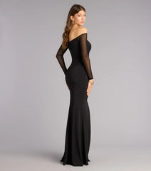 Elianna Mesh Off-The-Shoulder Mermaid Dress