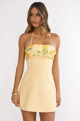 Sunbeam Kiss Foldover Floral Bust Mini Dress Butter