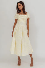 Telma Puff Sleeves Midi Dress Butter