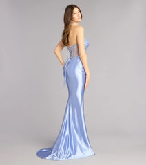 Paxton Floral Bead Lace-Up Formal Dress