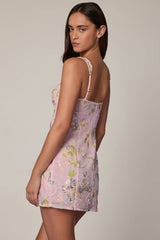 Embellished A-line Mini Dress in Soft Pink