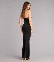 Golden Hour Drama Strapless Cutout Maxi Dress