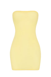 Soft Sheer-Mesh Bandeau Mini Slip Dress in Yellow