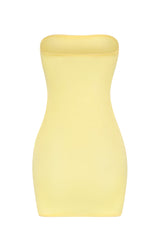 Soft Sheer-Mesh Bandeau Mini Slip Dress in Yellow