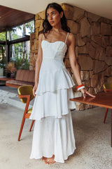 Madrid Tiered Ruffle Maxi Dress White