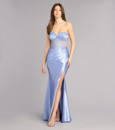 Paxton Floral Bead Lace-Up Formal Dress