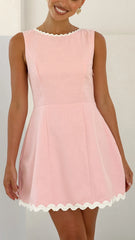 Aceline Mini Dress - Pink/White