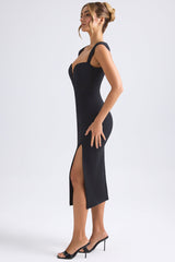 Sweetheart-Neck Midaxi Dress in Black