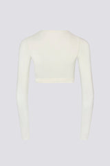 Soft Jersey Wrap Crop Top in White