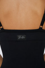 Seamless Micro Rib Scoop-Neck Unitard in Black