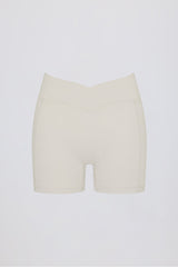 Soft Active Pocket V-Waist Mini Shorts in Cream