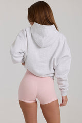 Oversized Applique Hoodie in Grey Marl