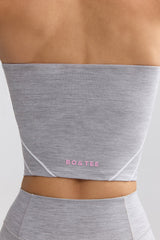 Soft Active Contrast-Trim Bandeau Top in Marl Grey