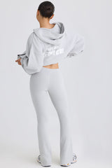 Textured Cotton Jersey Flared Trousers in Pacific Grey