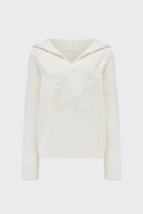 Ribbed Knit Oversized Hoodie in Ivory