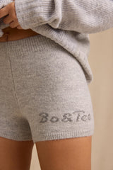 Mid-Rise Knit Mini Shorts in Ice Marl