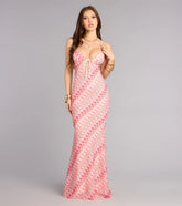 Sunset Swirl Lace-Up Maxi Dress