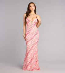Sunset Swirl Lace-Up Maxi Dress