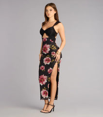 Love Language Floral Lace Slit Maxi Dress
