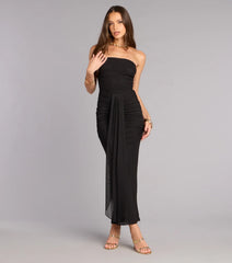 Curve Control Mesh Strapless Maxi Dress