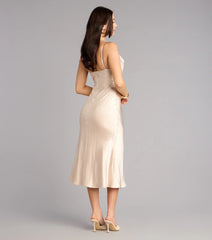 Soft Radiance Satin Cowl Midi Dress