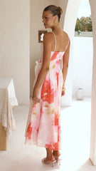 Raya Midi Dress - Pink Floral