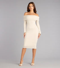 Minimal Drama Off-The-Shoulder Midi Dress