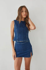 Maggie High Waist Denim Skort