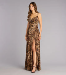 Massie Leopard Chiffon A-Line Formal Dress