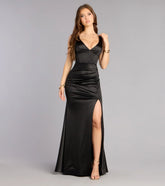 Mellie Satin Lace Up Slit Formal Dress