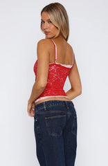 Lots Of Lust Lace Cami Red