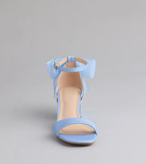 So Pretty Chiffon Bow Satin Block Heels