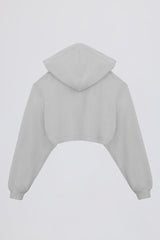 Brushed Jersey Hooded Cropped Shrug in Fog Grey