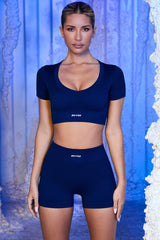 Ribbed Mini Shorts in Navy