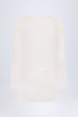 Cowl-Neck Mini Dress in White