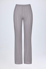 Mid-Rise Flared Trousers in Silver