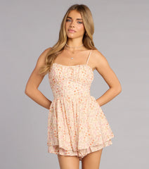 Sweet Daydream Floral Print Skater Romper