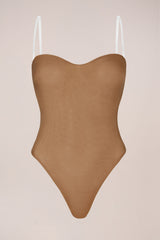 Strapless Bodysuit in Almond