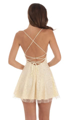 Sequin Beaded Mini Dress in Yellow