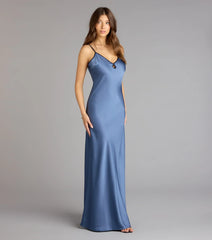 Blaire Satin Keyhole Slip Formal Dress