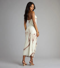 Guest List Glam Abstract Halter Maxi Dress