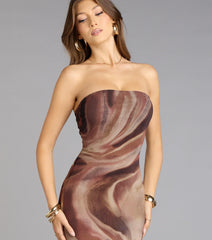 Painted Muse Tube Slit Maxi Dress