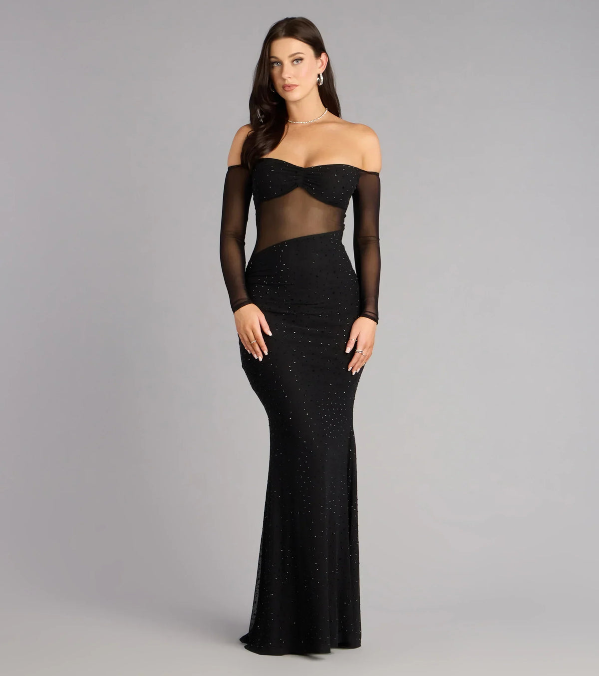 Azarliah Rhinestone Mesh Mermaid Formal Dress